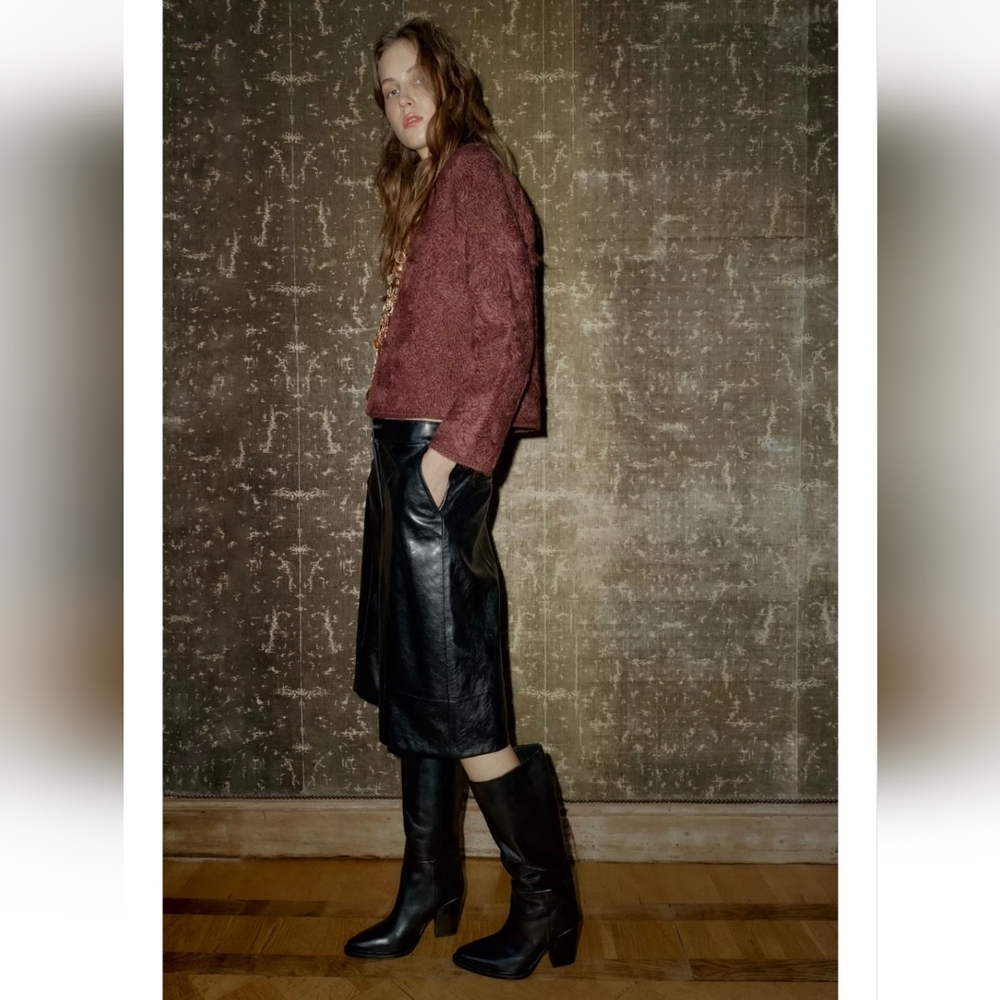 ZARA FAUX LEATHER LONG SHORTS - Picture 3 of 7